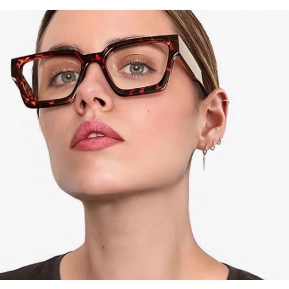Livho Oversized Blue Light Blocking Glasses Womens Tortoise Rectangle Fashion